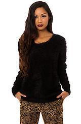 Poison Ivy:the Fuzzy Sweater In Black, Sweaters For Women