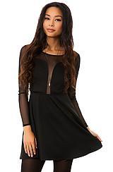 *mkl Collective:the Ponte Skater Dress With Mesh Illusion In Black, Dresses For Women
