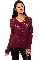 Jack Bb Dakota:the Cody Oversized Cable Knit Sweater In Syrah Red, Sweaters For Women