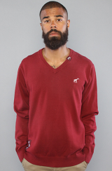 LRG Core Collection:The Core Collection V-Neck Sweater in Maroon, Sweaters for Men