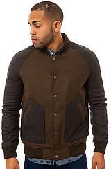 D-struct:the Fallow Block Color Wool Bomber Jacket In Khaki, Jackets For Men