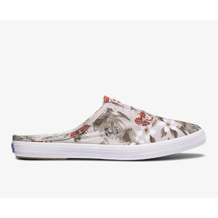 Keds Moxie Mule Tropical Feat. Organic Cotton Cream Multi, Size 6m Women Inchess Shoes