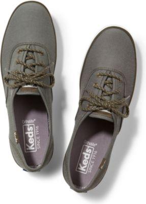 Keds Champion Chambray Nylon Olive, Size 5m Women Inchess Shoes