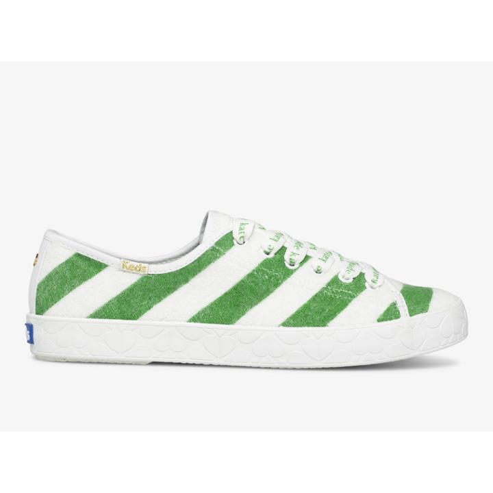Keds X Kate Spade New York Kickstart Logo Foxing White Green, Size 8.5m Women Inchess Shoes