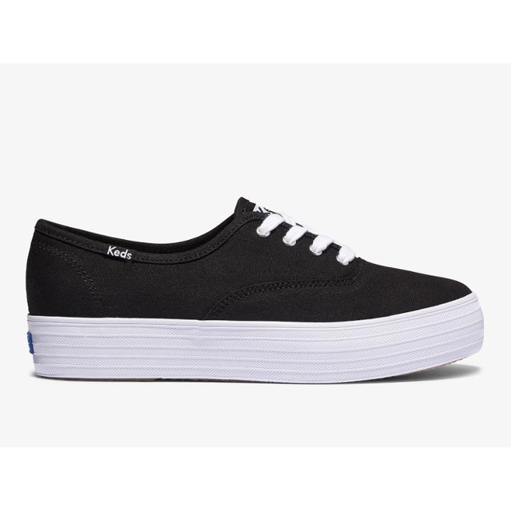 Keds Triple Feat. Organic Cotton Black, Size 6.5m Women Inchess Shoes