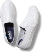 Keds Double Decker Perf Leather White Blue, Size 5.5m Women Inchess Shoes