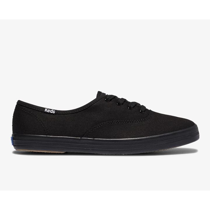 Keds Champion Organic Cotton Canvas Black Black, Size 8w Women Inchess Shoes