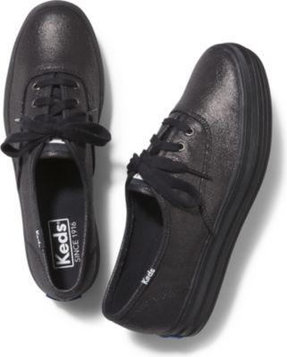 Keds Triple Metallic. Black Black, Size 5m Women Inchess Shoes