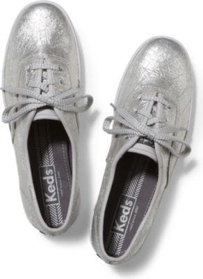 Keds Champion Metallic Crinkle Leather Silver