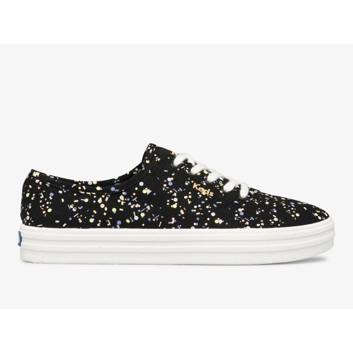 Keds Breezie Confetti Canvas Black Multi, Size 10m Women Inchess Shoes