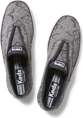 Keds Champion Laceless Floral Jersey Charcoal, Size 5w Women Inchess Shoes