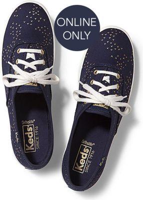 Keds Champion Mini Bird Navy Gold, Size 6m Women Inchess Shoes