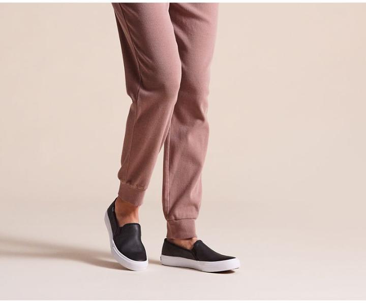 Keds Double Decker Leather Black, Size 7.5m Women Inchess Shoes