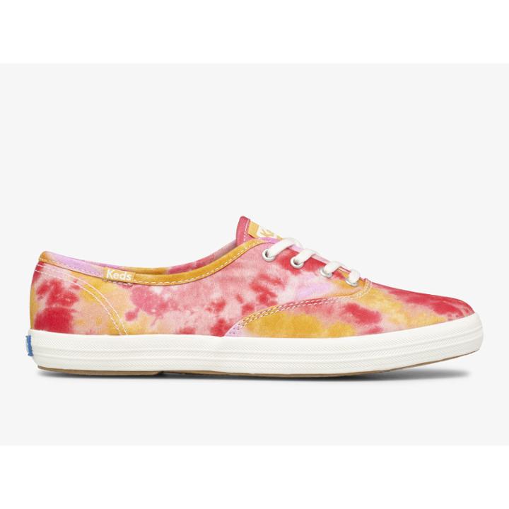 Keds Champion Canvas Tie Dye Pink Orange, Size 9m Women Inchess Shoes