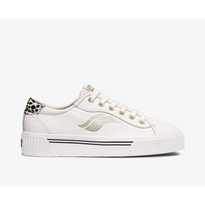 Keds Crew Kick Alto Leather Cream Leopard, Size 6m Women Inchess Shoes