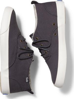 Keds Triumph Mid Brushed Canvas With Faux Shearling Charcoal, Size 5m Women Inchess Shoes