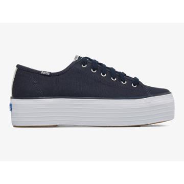 Keds Triple Up Canvas Navy Silver, Size 6.5m Women Inchess Shoes