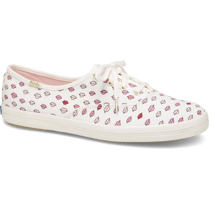Keds X Kate Spade New York Champion White Lips, Size 6.5m Women Inchess Shoes