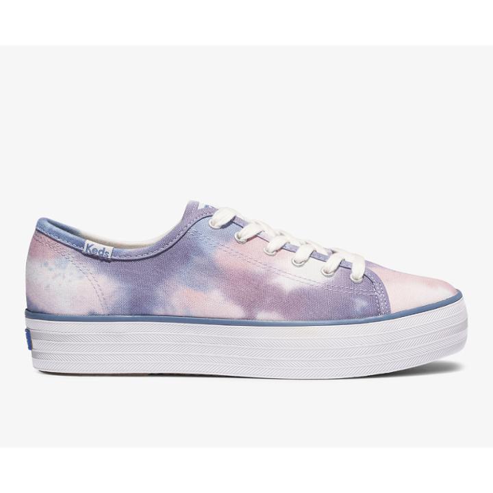 Keds Triple Kick Tie Dye Feat. Organic Cotton Navy Multi, Size 9.5m Women Inchess Shoes
