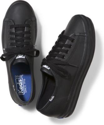 Keds Triple Kick Leather Black Black, Size 5m Women Inchess Shoes