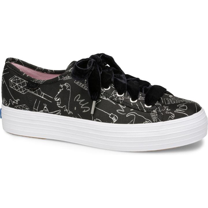 Keds X Cjw Triple Kick Signature Print Black, Size 9m Women Inchess Shoes