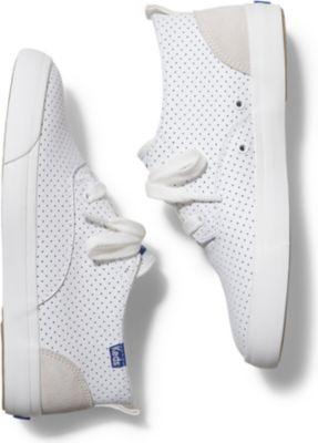 Keds Triumph Mid Perf Leather White Blue, Size 5m Women Inchess Shoes