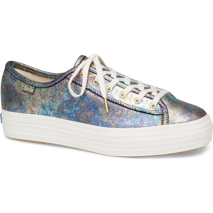 Keds Triple Kick Oil Slick Leather Navy Multi, Size 7m Women Inchess Shoes