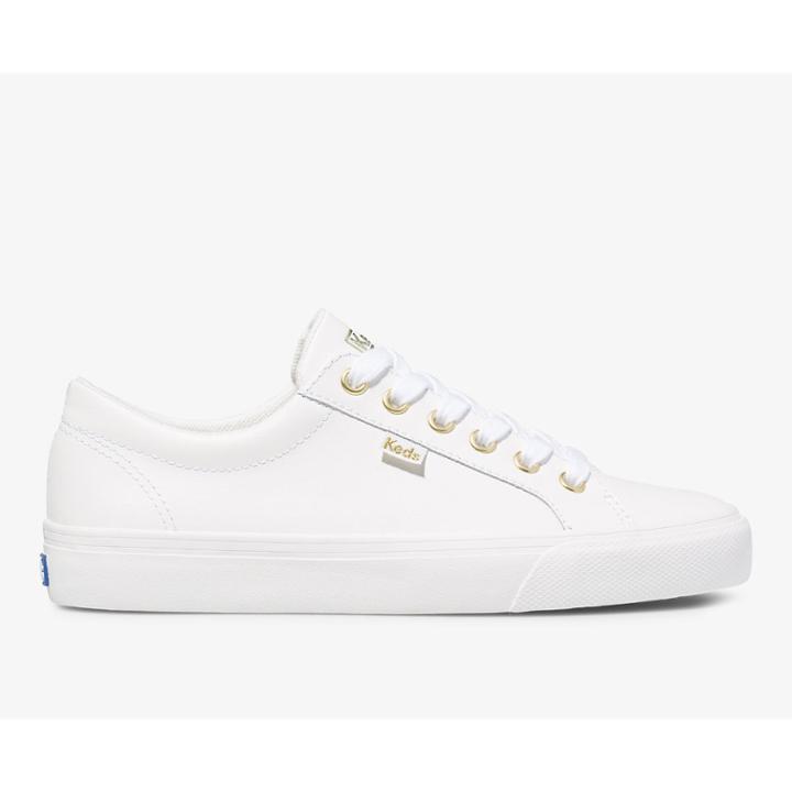 Keds Jump Kick Leather White Gold, Size 11m Women Inchess Shoes