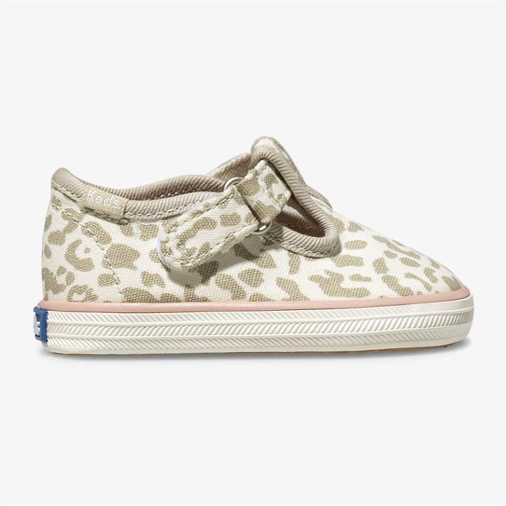 Keds Champion Leopard Toe Cap T-strap Snow Leopard, Size 4m Keds Shoes