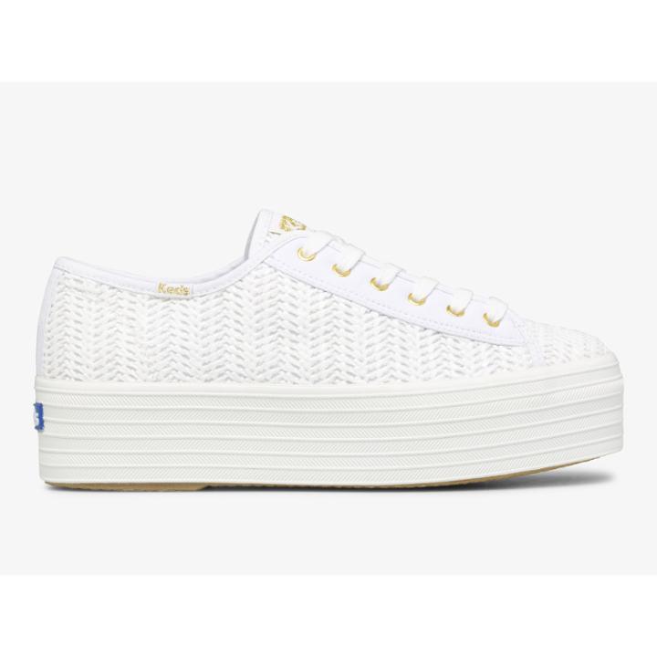 Keds Triple Up Raffia White, Size 7m Women Inchess Shoes