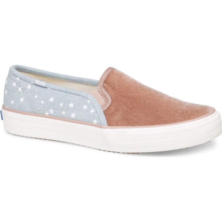 Keds Double Decker Velvet/denim Lt Pink, Size 7m Women Inchess Shoes