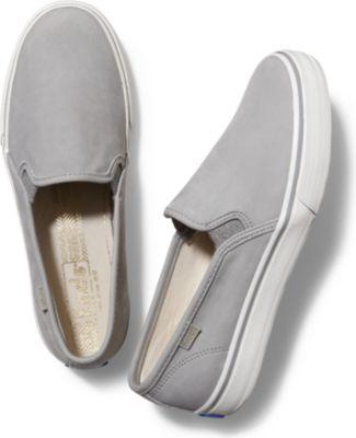 Keds Double Decker Washed Leather Drizzlegray, Size 5m Women Inchess Shoes