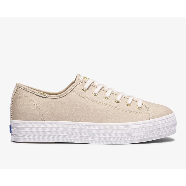 Keds Triple Kick Metallic Canvas Gold, Size 7.5m Women Inchess Shoes