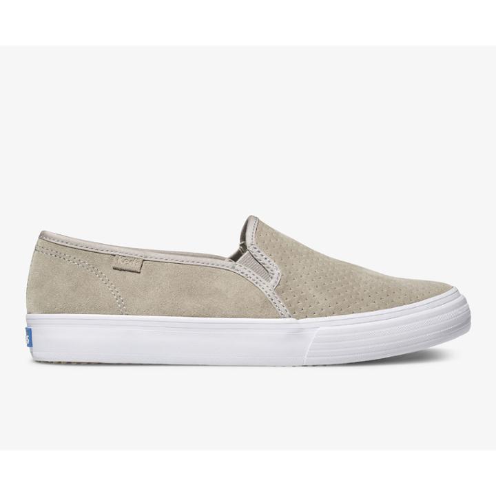 Keds Double Decker Perf Suede. Gray, Size 8m Women Inchess Shoes
