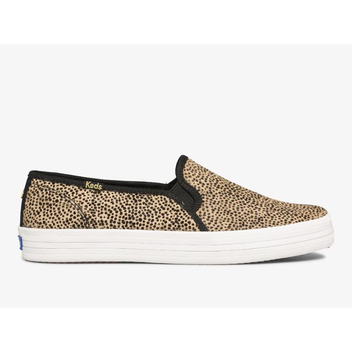 Keds X Kate Spade New York Double Decker Tiny Dot Calf Hair Tan Black, Size 8.5w Women Inchess Shoes