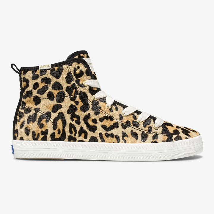 Keds X Kate Spade New York Kickstart Hi Leopard Calf Hair Tan Multi, Size 9m Women Inchess Shoes