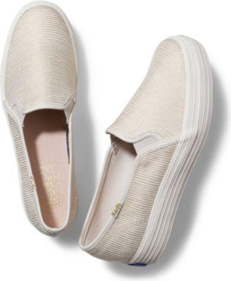 Keds Triple Decker Metallic Stripe Natural Gold Stripe, Size 5m Women Inchess Shoes