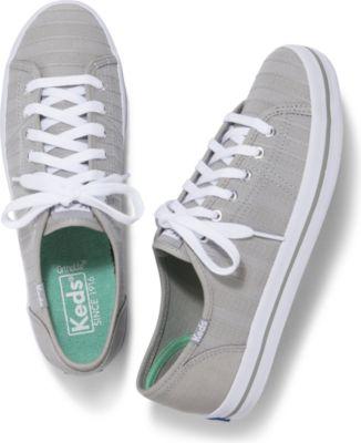 Keds Kickstart Eyelet Stripe Gray, Size 5m Women Inchess Shoes