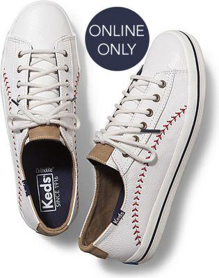 Keds Kickstart Pennant Leather White, Size 6m Women Inchess Shoes