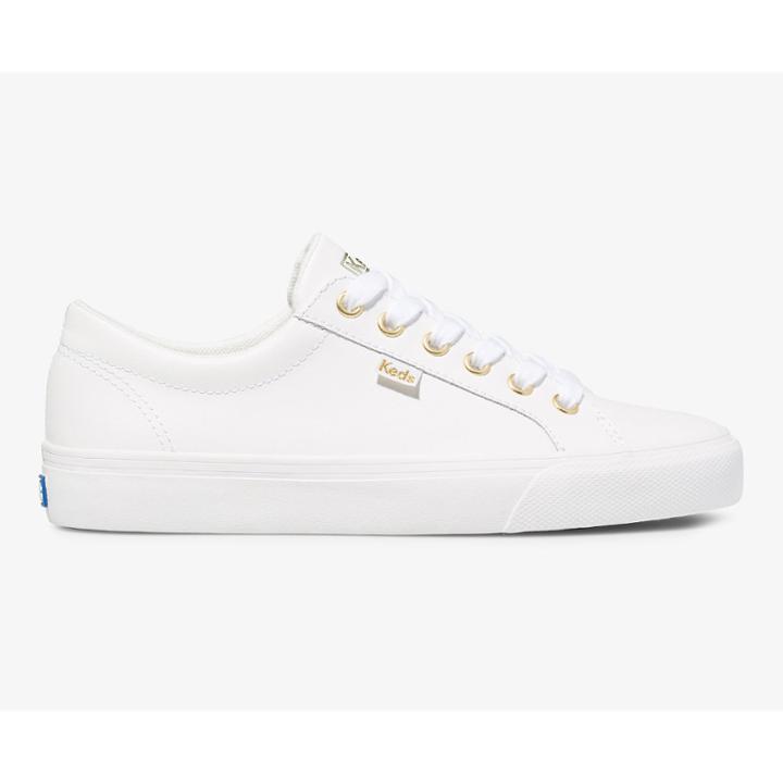 Keds Jump Kick Leather White Gold, Size 5m Women Inchess Shoes