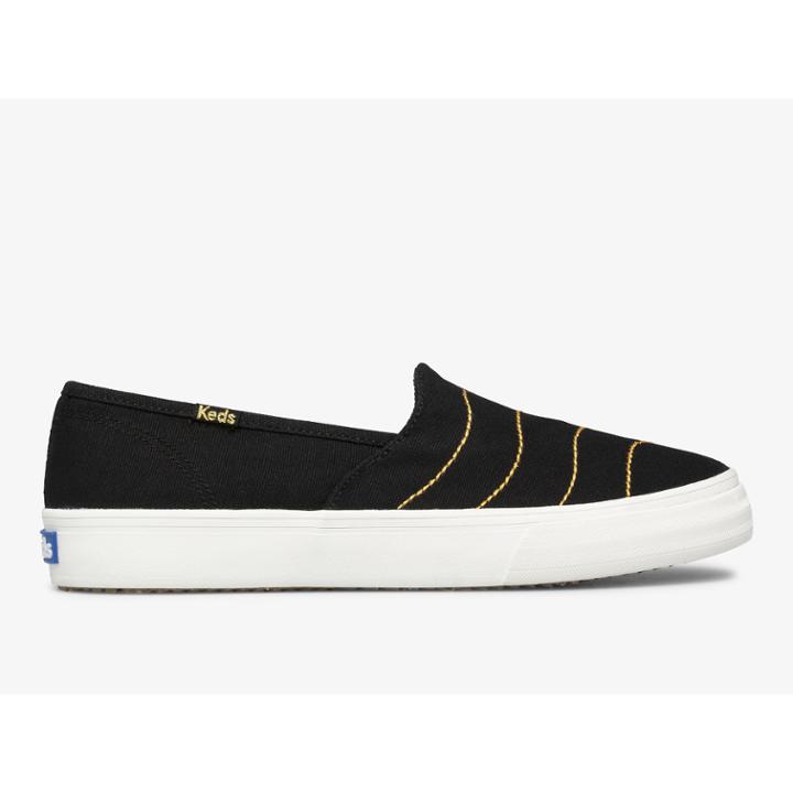 Keds Double Decker Wave Canvas Black, Size 9m Women Inchess Shoes