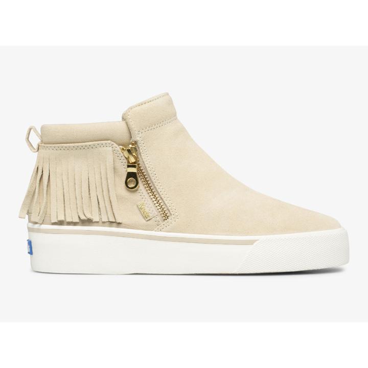 Keds Cooper Zip Fringe Suede Sand, Size 7m Women Inchess Shoes