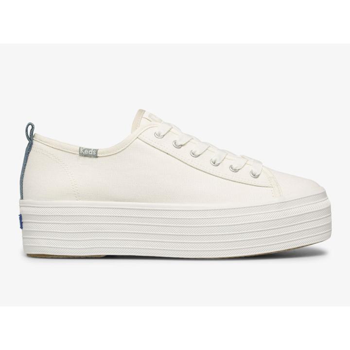 Keds Triple Up Feat. Organic Cotton Webbing Cream Indigo, Size 8.5m Women Inchess Shoes
