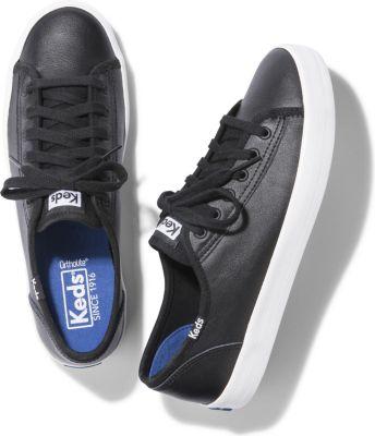 Keds Kickstart Leather Black, Size 5m Women Inchess Shoes