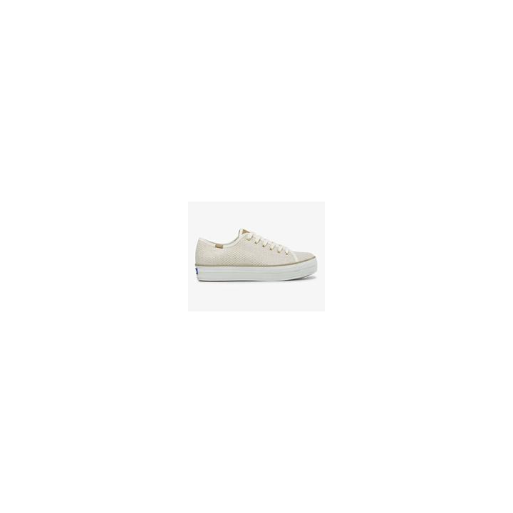 Keds Triple Kick Metallic Woven Cream Gold, Size 8.5m Women Inchess Shoes