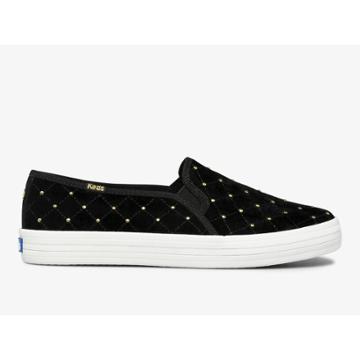 Keds X Kate Spade New York Double Decker Quilted Velvet Black, Size 8.5m Women Inchess Shoes