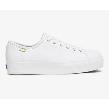 Keds Triple Kick Luxe Leather White, Size 9m Women Inchess Shoes