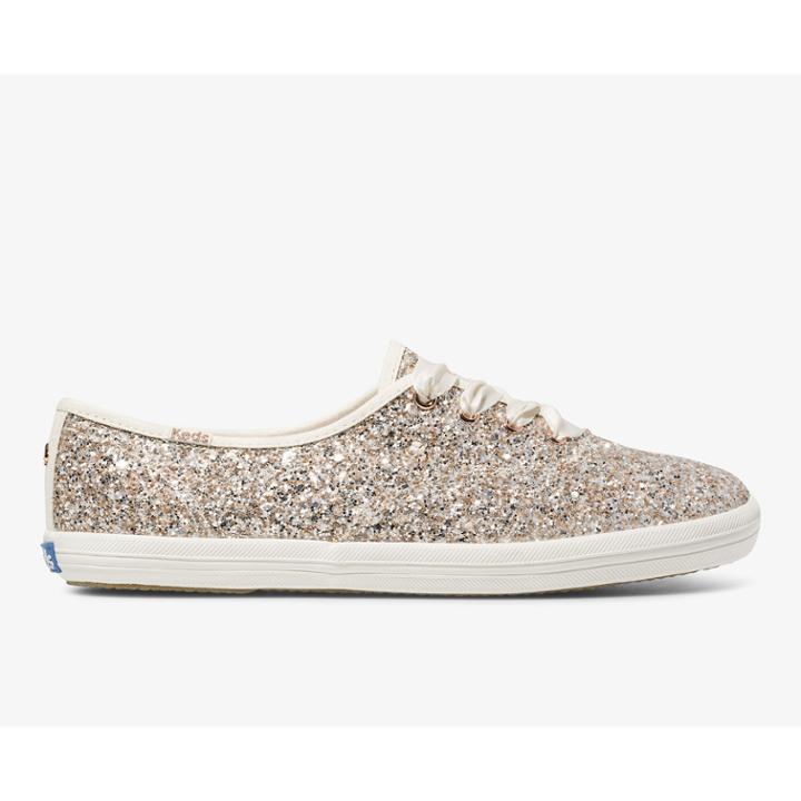 Keds X Kate Spade New York Champion Glitter Rose Gold Multi, Size 6.5m Women Inchess Shoes