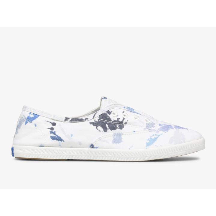 Keds Chillax Splatter Twill White Blue, Size 8m Women Inchess Shoes