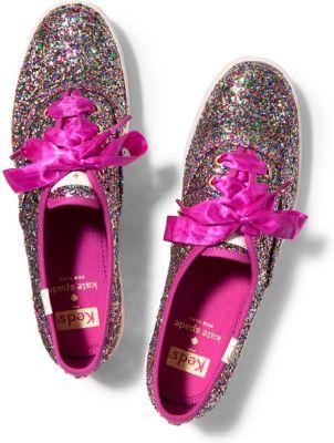 Keds X Kate Spade New York Champion Glitter. Multi Pink Glitter, Size 5m Women Inchess Shoes